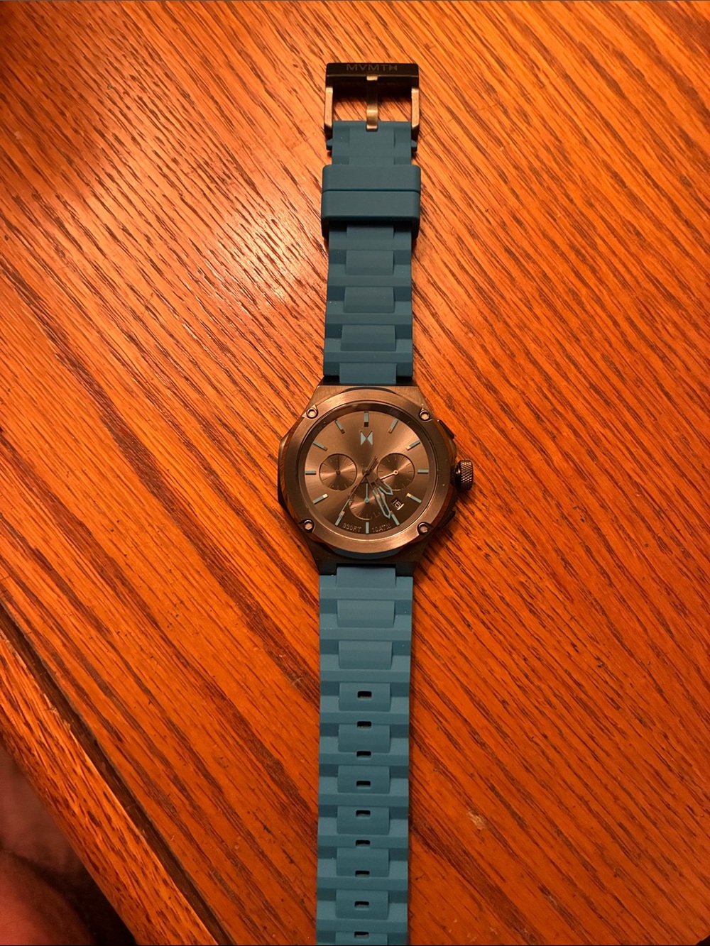 MVMT Teal Silicone Strap Chronograph Watch with Gunmetal Case